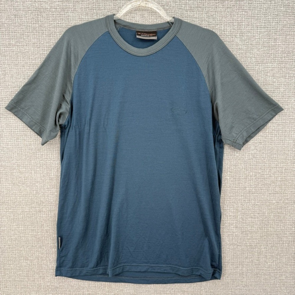 Icebreaker Superfine 190 T-Shirt Men L Blue Merino Wool Gorpcore